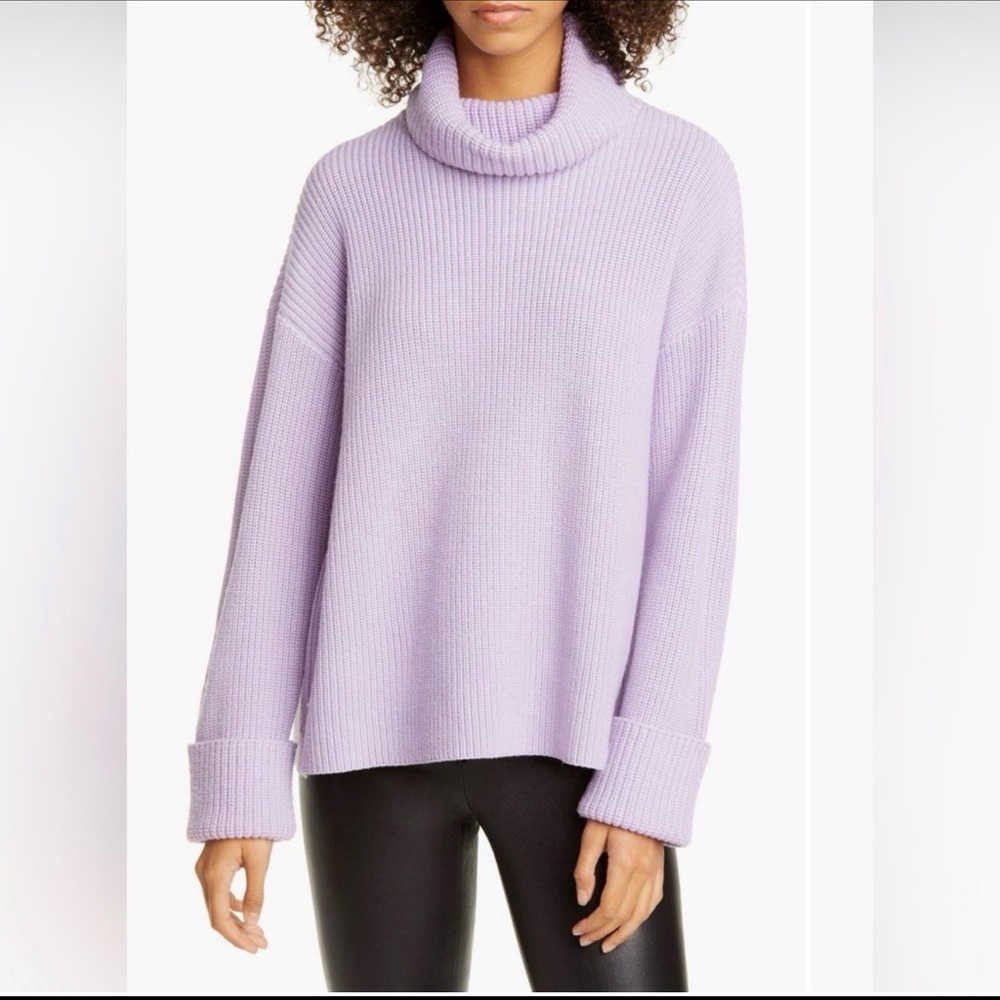 Alice + Olivia Lilac Ribbed Turtleneck Sweater